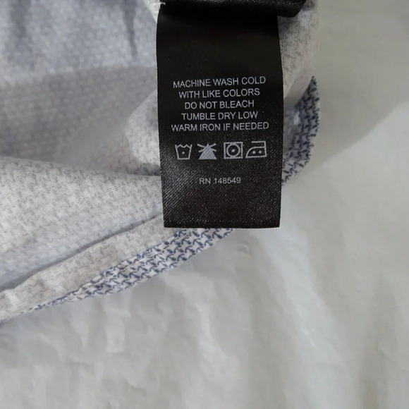 Kenneth Cole Short Sleeve Button Up Shirt Boys Size 10 Blue White Patterned - Picture 4 of 6